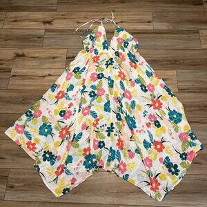 Kate Spade Tropical Floral Halter Cover Up SZ Large Maxi Dress Rayon Pullover